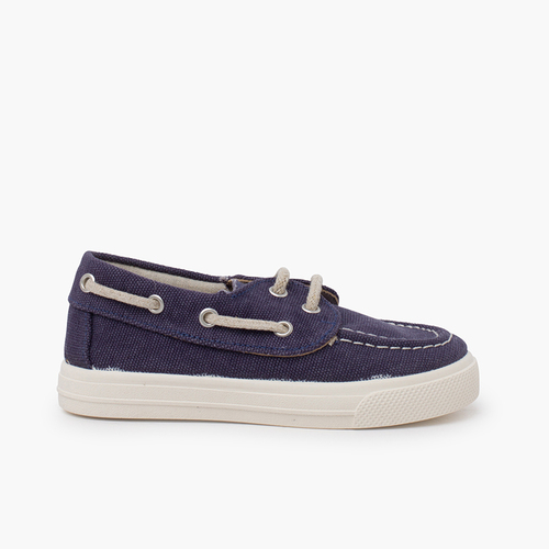 Scarpe da barca estivi tela organica Blu