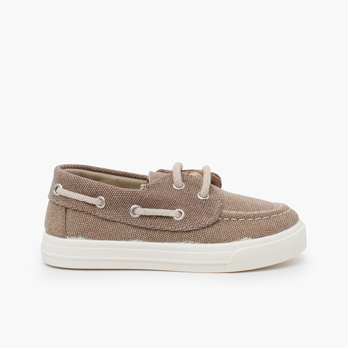 Scarpe da barca estivi tela organica Caffelatte