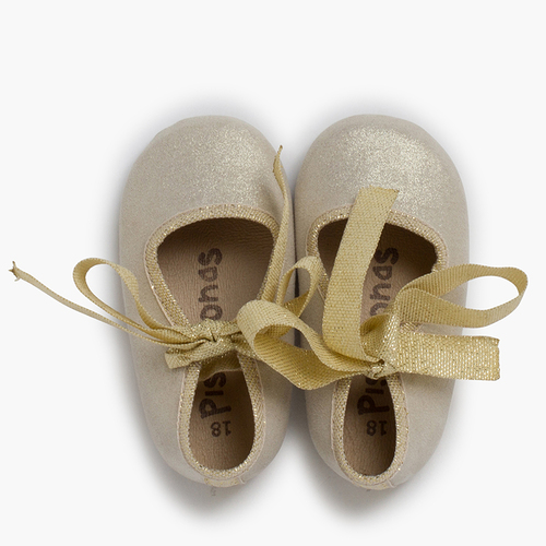 Scarpine neonato fiocco scintillante  Oro