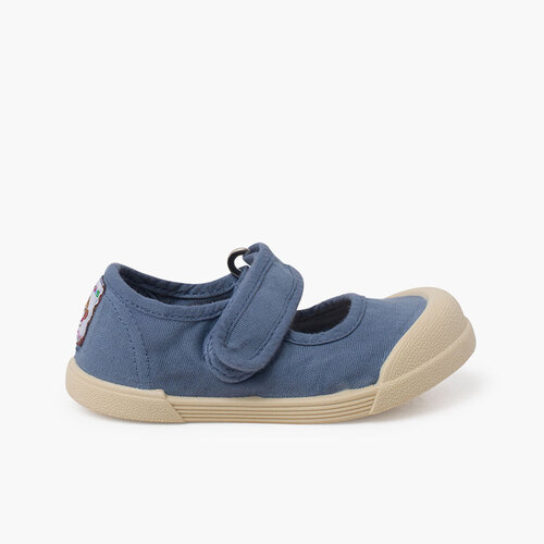 Ballerine con cinturino morbide barefoot tela Azzurro