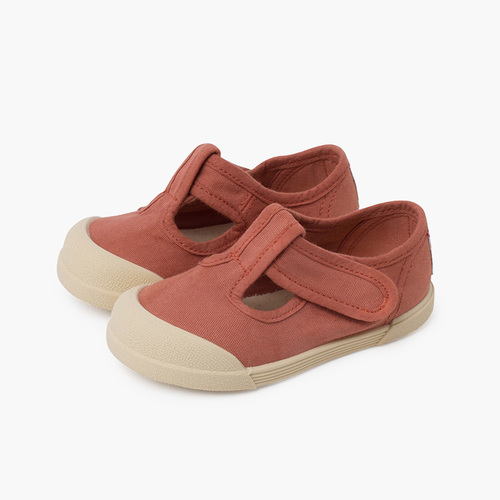 Scarpe occhio di bue barefoot morbide in tela Terracota