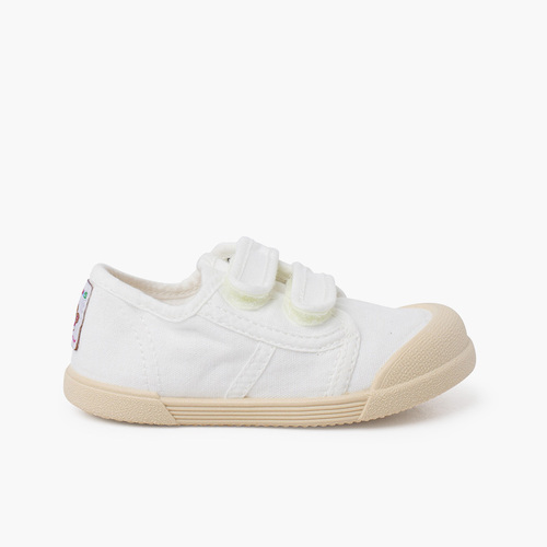 Sneakers punta barefoot con chiusura a strappo Bianco
