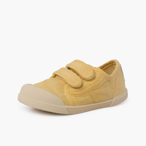 Sneakers punta barefoot con chiusura a strappo Mostarda