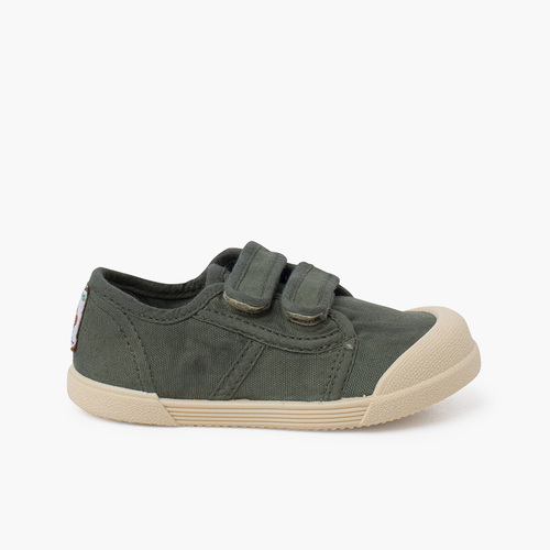 Sneakers punta barefoot con chiusura a strappo Verde muschio