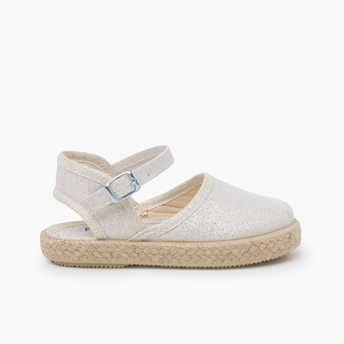 Espadrillas brillanti con fibbia Argento