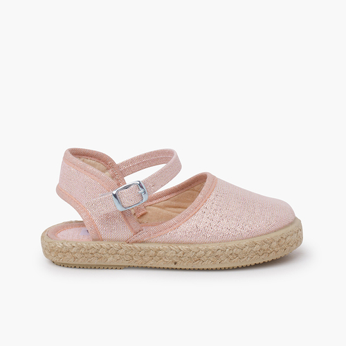 Espadrillas brillanti con fibbia Rosa