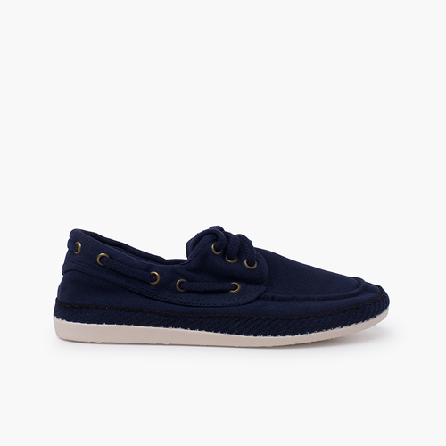Scarpe da barca grandi dimensioni tela lavata Blu