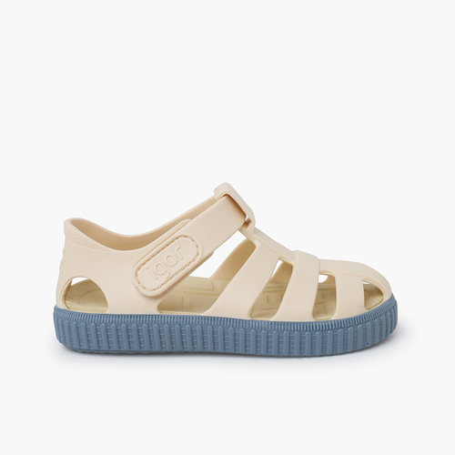 Sandali ragnetti avorio suola sneakers color Azzurro