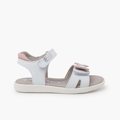 Sandali Garvalin chiusura a strappo fiocco cuore Bianco