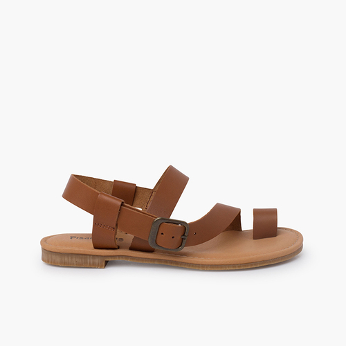 Sandali gladiatore pelle nappa fibbia Cuoio