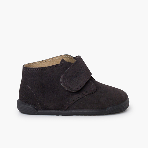 Stivaletti barefoot pelle scamosciata chiusura a strappo Grigio