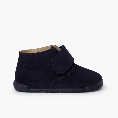 Stivaletti barefoot pelle scamosciata chiusura a strappo Blu