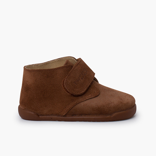 Stivaletti barefoot pelle scamosciata chiusura a strappo Marrone