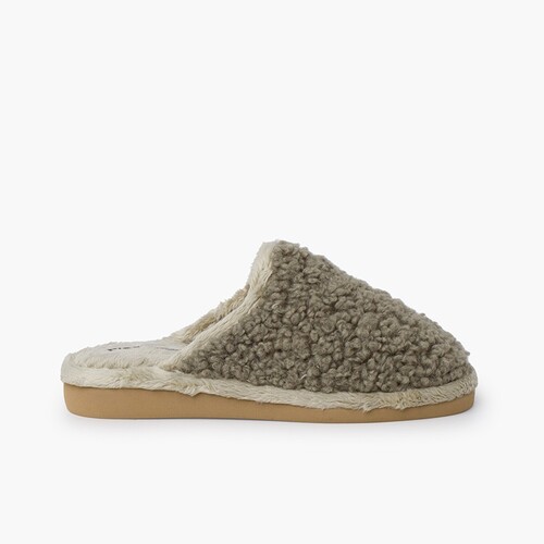 Pantofole zoccoli tipo pellicia pecora suola antiscivolo Pistacchio