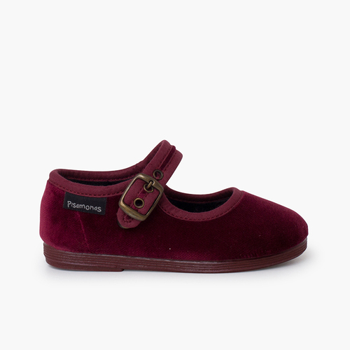 Ballerine con cinturino velluto fibbia dorata antica Bordeaux