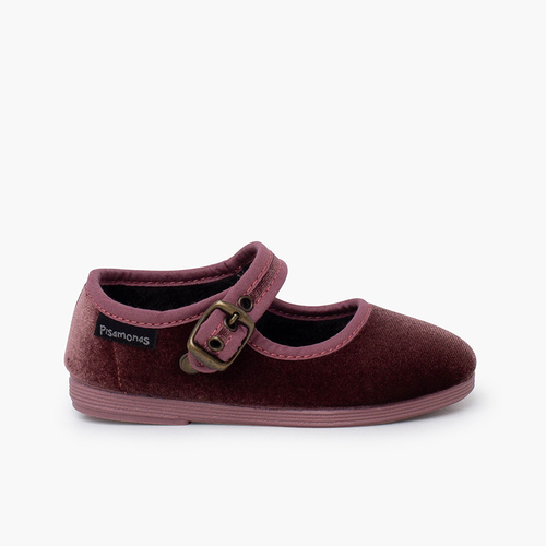 Ballerine con cinturino velluto fibbia dorata antica Rosa Antico