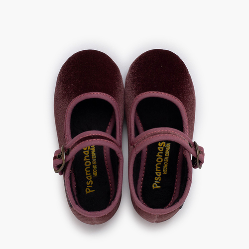 Ballerine con cinturino velluto fibbia dorata antica Rosa Antico