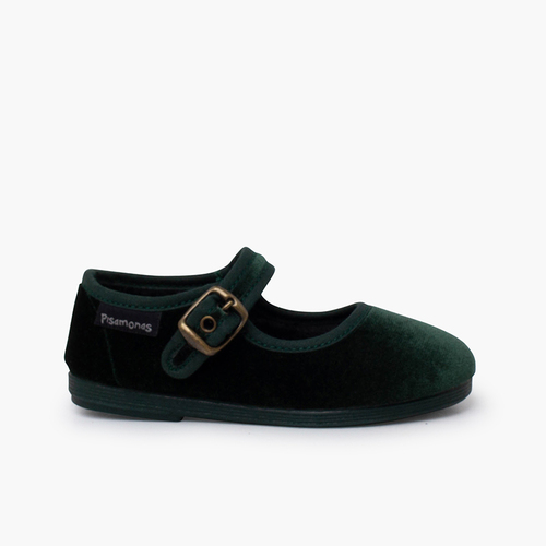Ballerine con cinturino velluto fibbia dorata antica Verde