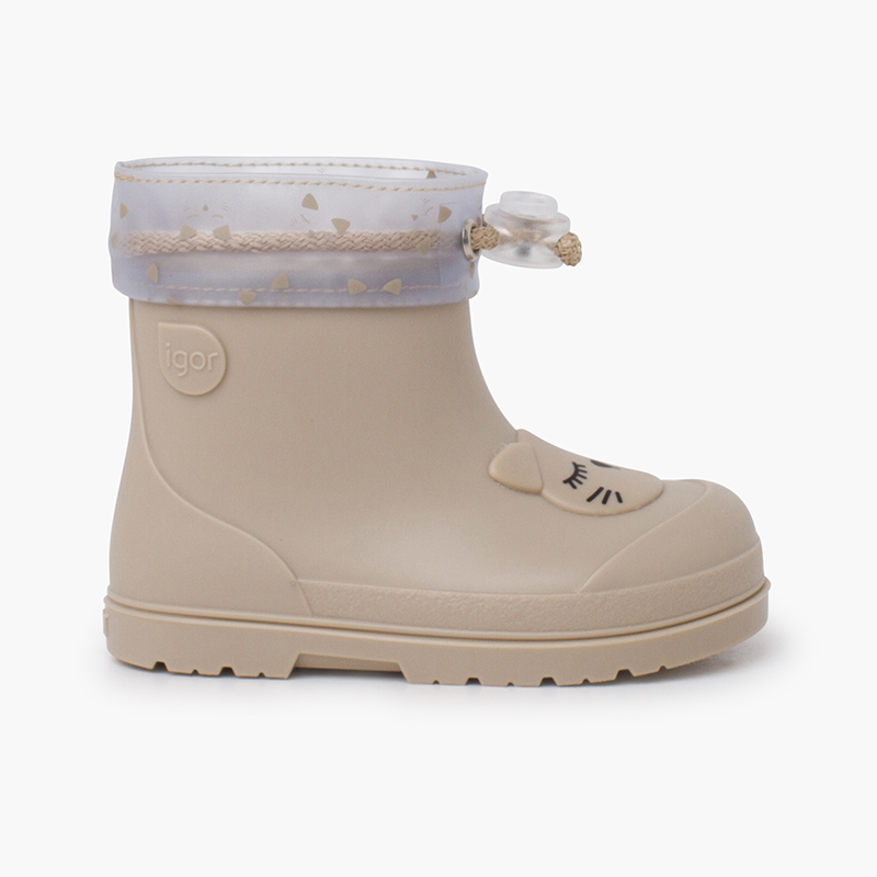 Stivaletti pioggia regolabili gattino barefoot Beige