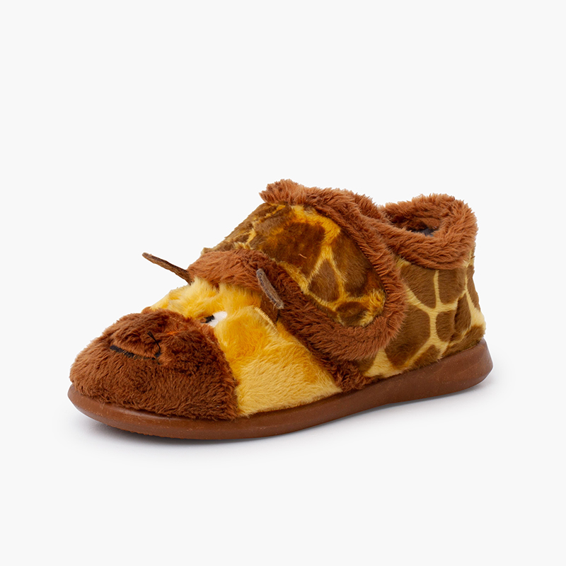 Pantofole pelliccia giraffa Marrone e giallo