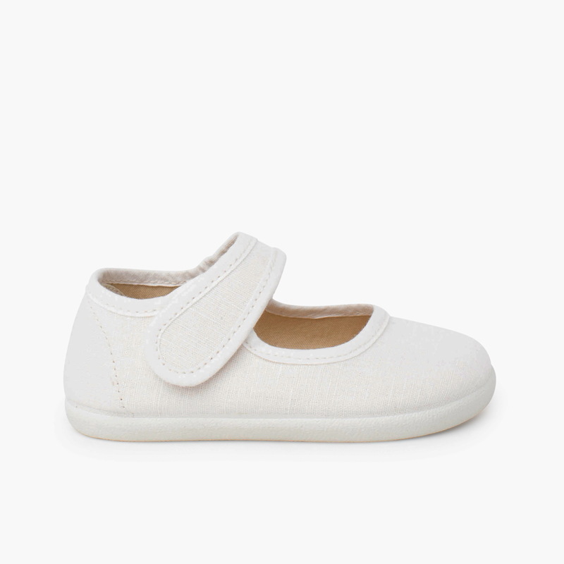 Ballerine con cinturino barefoot lino fine Ecru