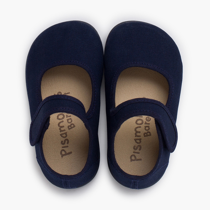 Ballerine con cinturino barefoot tela chiusura larga Blu