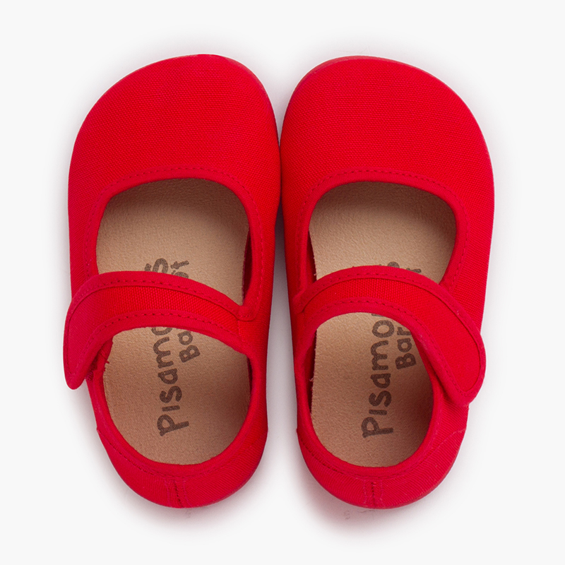 Ballerine con cinturino barefoot tela chiusura larga Rosso