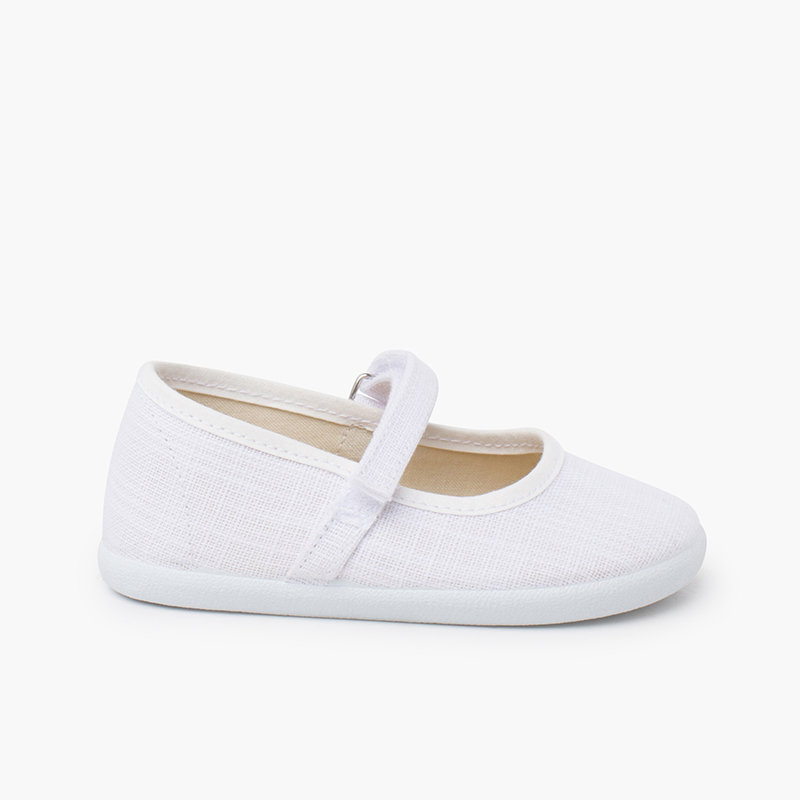 Ballerine barefoot lino leggero cinturino a strappo Bianco