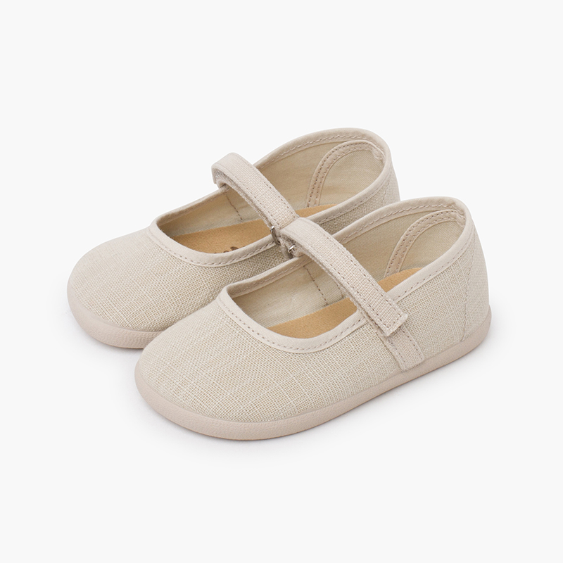 Ballerine barefoot lino leggero cinturino a strappo Ecru