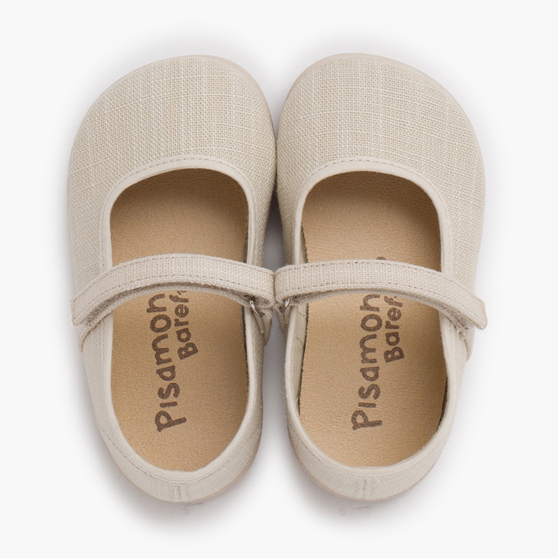Ballerine barefoot lino leggero cinturino a strappo Ecru