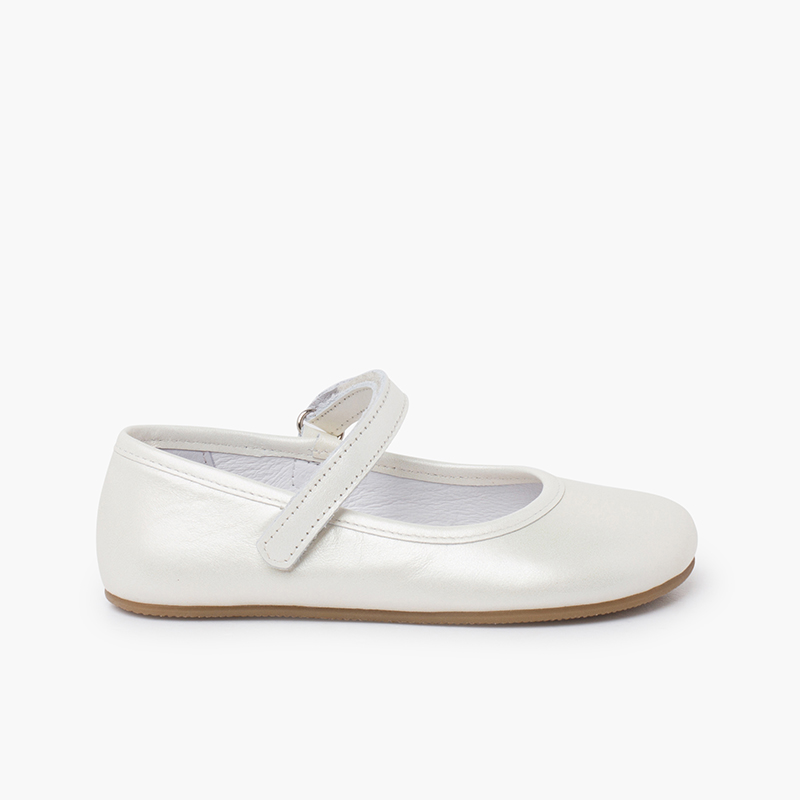 Ballerine con cinturino Blanditos cerimonia finitura lucida Bianco
