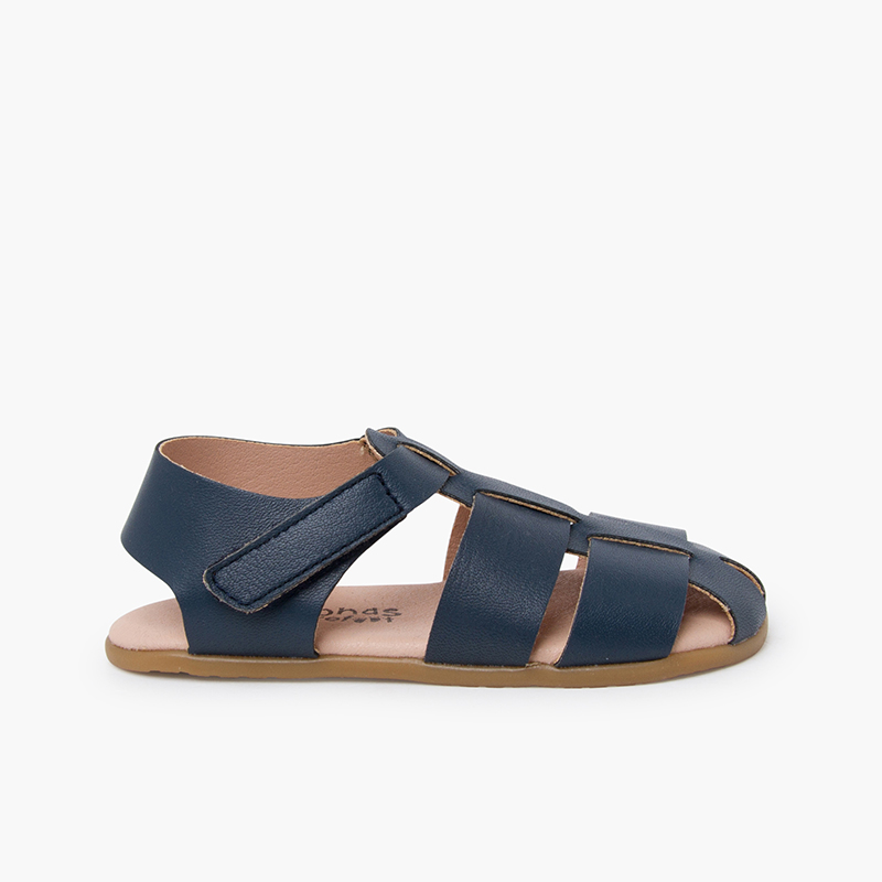 Sandali barefoot fasce pelle Blu