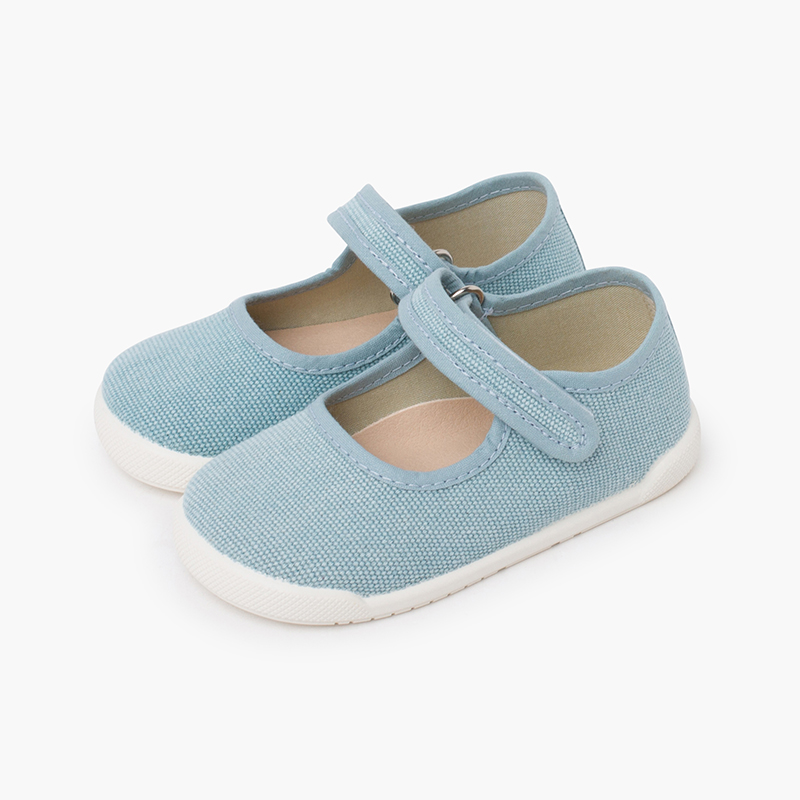 Ballerine con cinturino barefoot tela canvas chiusura a strappo Turchese