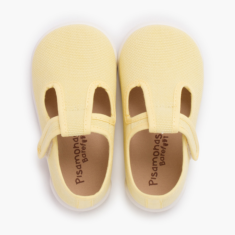 Scarpe occhio di bue barefoot tela canvas chiusura a strappo Limone