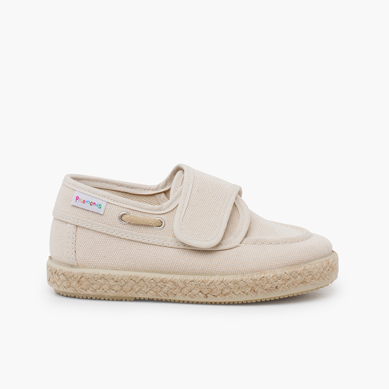 Scarpe da barca tela rustica effetto lavato Ecru