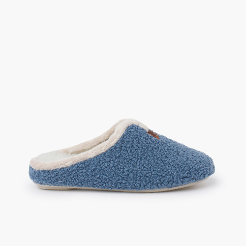 Pantofole zoccolo pelliccia tipo agnello Blu jeans