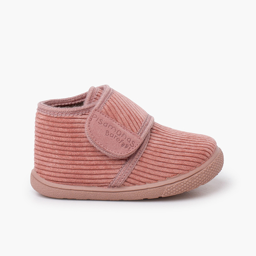 Pantofole barefoot velluto a coste chiusura a strappo Rosa