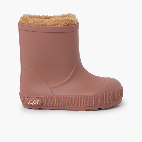 Stivali da pioggia barefoot fodera pelliccia Rosa