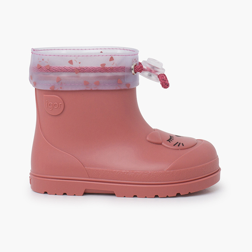 Stivaletti pioggia regolabili gattino barefoot Rosa