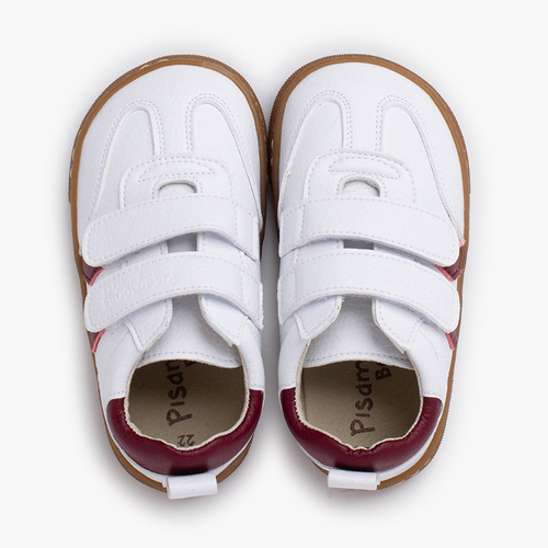 Sneakers barefoot bambini bande laterali Bordeaux