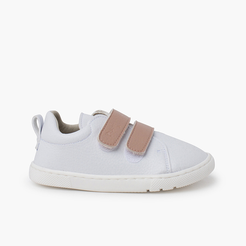 Sneakers barefoot strisce strappo intercambiabili Bianco e Rosa