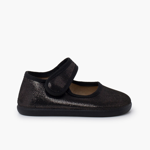 Ballerine con cinturino barefoot lucido chiusura a strappo Nero
