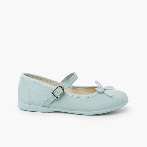 Ballerine con cinturino  fiocco lucido perlato Menta