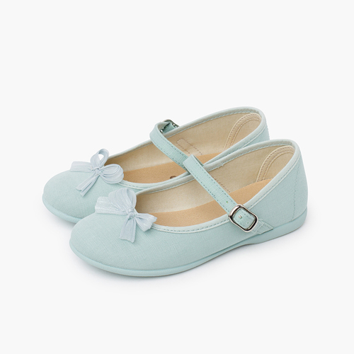 Ballerine con cinturino  fiocco lucido perlato Menta