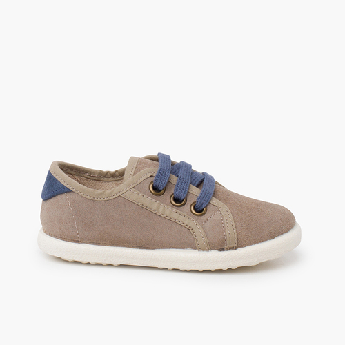 Sneakers pelle scamosciata combinate Pietra
