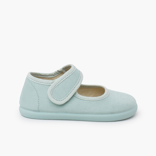 Ballerine con cinturino barefoot lino fine Verde Menta