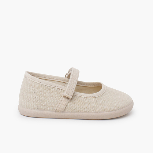 Ballerine barefoot lino leggero cinturino a strappo Ecru