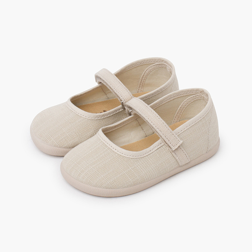 Ballerine barefoot lino leggero cinturino a strappo Ecru