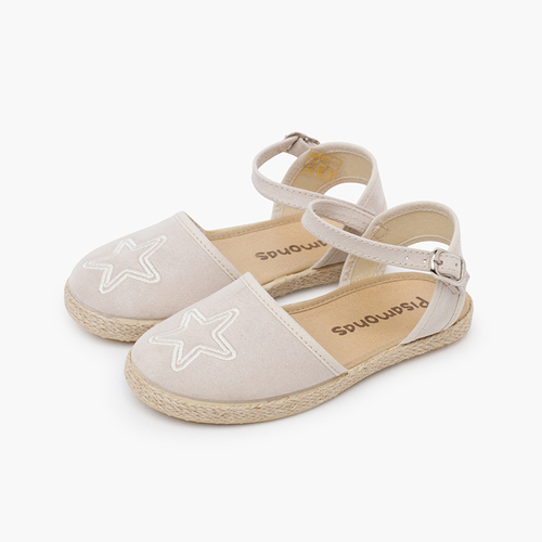 Espadrillas piatte stella ricamata Ecru