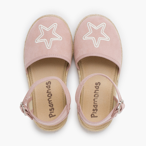 Espadrillas piatte stella ricamata Rosa